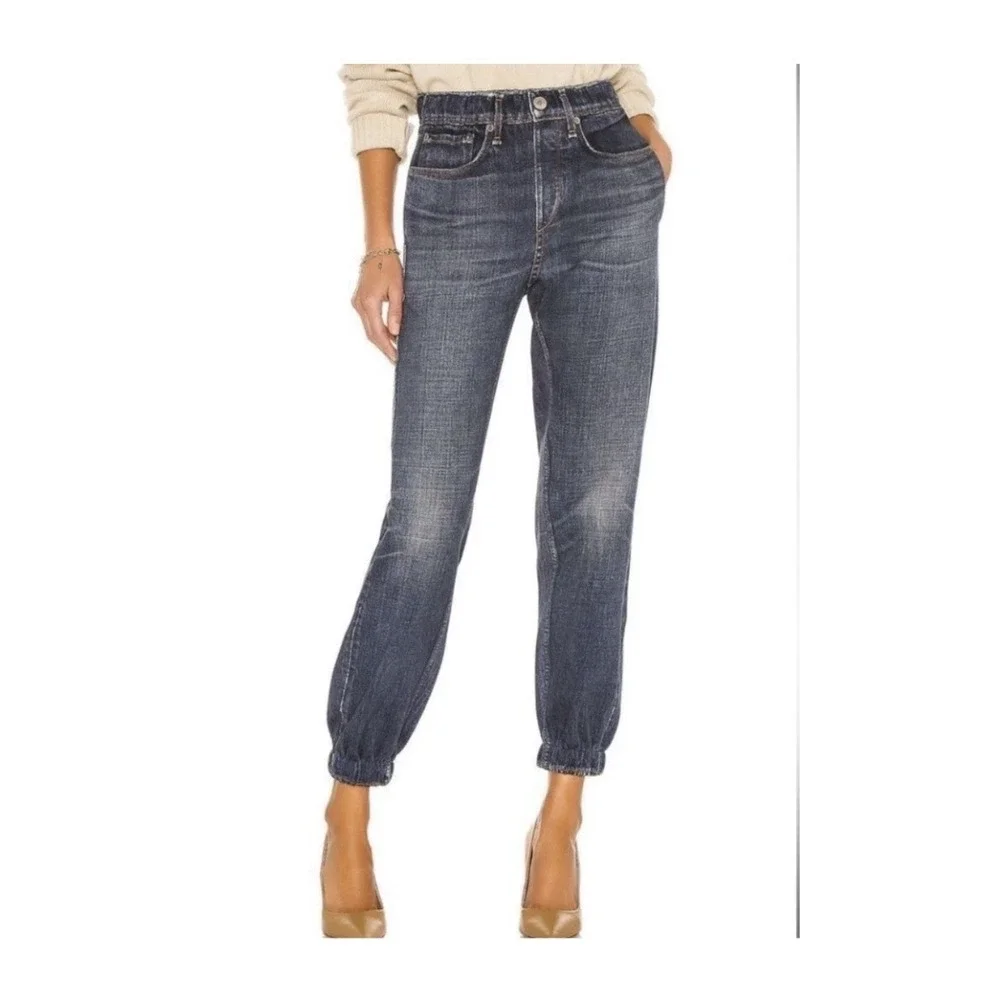 Rag & Bone Joggers XXS Miramar‎ Printed Faux Jeans Pull On Medium Wash #D6-5